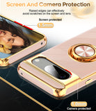 LeYi for Google Pixel 8 Case :Rotatable Ring Holder Magnetic Kickstand, Plating Rose Gold Edge Case