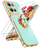 LeYi for Moto G 5G 2025 Case: with 2 Pack Tempered Glass Screen Protector and Rotatable Ring Holder Magnetic Kickstand, Plating Rose Gold Edge Case