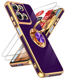 LeYi for Moto G 5G 2025 Case: with 2 Pack Tempered Glass Screen Protector and Rotatable Ring Holder Magnetic Kickstand, Plating Rose Gold Edge Case