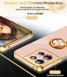 LeYi for Moto G Play 2026 Case: with 1 Pack Tempered Glass Screen Protector and Rotatable Ring Holder Magnetic Kickstand, Plating Rose Gold Edge Case