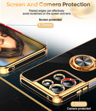 LeYi for Moto G 5G 2026 Case: with 1 Pack Tempered Glass Screen Protector and Rotatable Ring Holder Magnetic Kickstand, Plating Rose Gold Edge Case