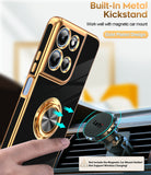 LeYi for Moto G 5G 2026 Case: with 1 Pack Tempered Glass Screen Protector and Rotatable Ring Holder Magnetic Kickstand, Plating Rose Gold Edge Case
