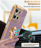 LeYi for Moto G 5G 2026 Case: with 1 Pack Tempered Glass Screen Protector and Rotatable Ring Holder Magnetic Kickstand, Plating Rose Gold Edge Case
