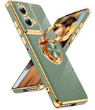 LeYi for Moto Edge 5G 2024 Case: Rotatable Ring Holder Magnetic Kickstand, Plating Rose Gold Edge Case