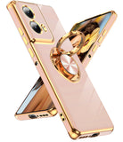 LeYi for Moto Edge 5G 2024 Case: Rotatable Ring Holder Magnetic Kickstand, Plating Rose Gold Edge Case