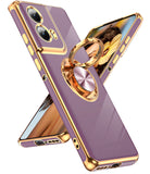 LeYi for Moto Edge 5G 2024 Case: Rotatable Ring Holder Magnetic Kickstand, Plating Rose Gold Edge Case