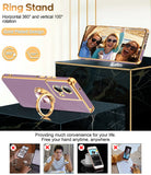LeYi for Moto Edge 5G 2024 Case: Rotatable Ring Holder Magnetic Kickstand, Plating Rose Gold Edge Case