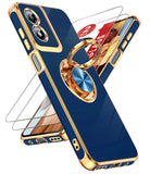 LeYi for Moto G Play 4G 2024 Case: with 2 Pack Tempered Glass Screen Protector and Rotatable Ring Holder Magnetic Kickstand, Plating Rose Gold Edge Case