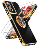 LeYi for Moto G Play 4G 2024 Case: with 2 Pack Tempered Glass Screen Protector and Rotatable Ring Holder Magnetic Kickstand, Plating Rose Gold Edge Case