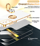 LeYi for Moto G Play 2024 Case: with 1 Pack Tempered Glass Screen Protector and Rotatable Ring Holder Magnetic Kickstand, Plating Rose Gold Edge Case