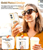 LeYi for Moto G Play 2024 Case: with 1 Pack Tempered Glass Screen Protector and Rotatable Ring Holder Magnetic Kickstand, Plating Rose Gold Edge Case
