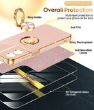 LeYi for Moto G Play 4G 2024 Case: with 2 Pack Tempered Glass Screen Protector and Rotatable Ring Holder Magnetic Kickstand, Plating Rose Gold Edge Case