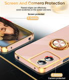 LeYi for Moto G Play 4G 2024 Case: with 2 Pack Tempered Glass Screen Protector and Rotatable Ring Holder Magnetic Kickstand, Plating Rose Gold Edge Case