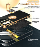 LeYi for Moto G Play 4G 2024 Case: with 2 Pack Tempered Glass Screen Protector and Rotatable Ring Holder Magnetic Kickstand, Plating Rose Gold Edge Case