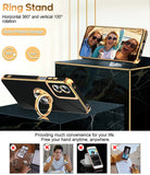 LeYi for Moto G Play 4G 2024 Case: with 2 Pack Tempered Glass Screen Protector and Rotatable Ring Holder Magnetic Kickstand, Plating Rose Gold Edge Case