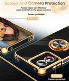 LeYi for Moto G Play 4G 2024 Case: with 2 Pack Tempered Glass Screen Protector and Rotatable Ring Holder Magnetic Kickstand, Plating Rose Gold Edge Case