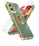 LeYi for Moto G 5G 2024 Case: with 2 Pack Tempered Glass Screen Protector and Rotatable Ring Holder Magnetic Kickstand, Plating Rose Gold Edge Case