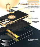 LeYi for Moto G 5G 2024 Case: with 2 Pack Tempered Glass Screen Protector and Rotatable Ring Holder Magnetic Kickstand, Plating Rose Gold Edge Case
