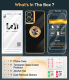 LeYi for Moto G 5G 2024 Case: with 2 Pack Tempered Glass Screen Protector and Rotatable Ring Holder Magnetic Kickstand, Plating Rose Gold Edge Case