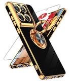 LeYi for Moto G Stylus 5G 2025 Case: with 1 Pack Tempered Glass Screen Protector and Rotatable Ring Holder Magnetic Kickstand, Plating Rose Gold Edge Case