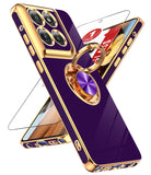 LeYi for Moto G Stylus 5G 2025 Case: with 1 Pack Tempered Glass Screen Protector and Rotatable Ring Holder Magnetic Kickstand, Plating Rose Gold Edge Case