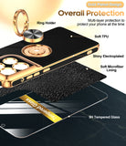 LeYi for Moto G Stylus 5G 2025 Case: with 1 Pack Tempered Glass Screen Protector and Rotatable Ring Holder Magnetic Kickstand, Plating Rose Gold Edge Case