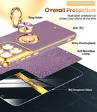 LeYi for Moto G Stylus 5G 2025 Case: with 1 Pack Tempered Glass Screen Protector and Rotatable Ring Holder Magnetic Kickstand, Plating Rose Gold Edge Case