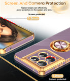 LeYi for Moto G Stylus 5G 2025 Case: with 1 Pack Tempered Glass Screen Protector and Rotatable Ring Holder Magnetic Kickstand, Plating Rose Gold Edge Case