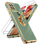 LeYi for Moto G Stylus 5G 2021 Case: with 2 Pack Tempered Glass Screen Protector and Rotatable Ring Holder Magnetic Kickstand, Plating Rose Gold Edge Case