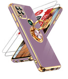LeYi for Moto G Stylus 5G 2021 Case: with 2 Pack Tempered Glass Screen Protector and Rotatable Ring Holder Magnetic Kickstand, Plating Rose Gold Edge Case
