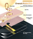 LeYi for Moto G Stylus 5G 2021 Case: with 2 Pack Tempered Glass Screen Protector and Rotatable Ring Holder Magnetic Kickstand, Plating Rose Gold Edge Case