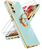 LeYi for Moto G Stylus 5G 2022 Case: with 2 Pack Tempered Glass Screen Protector and Rotatable Ring Holder Magnetic Kickstand, Plating Rose Gold Edge Case