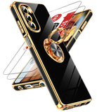 LeYi for Moto G Stylus 5G 2022 Case: with 2 Pack Tempered Glass Screen Protector and Rotatable Ring Holder Magnetic Kickstand, Plating Rose Gold Edge Case