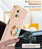 LeYi for Moto G Stylus 5G 2023 Case: with 2 Pack Tempered Glass Screen Protector and Rotatable Ring Holder Magnetic Kickstand, Plating Rose Gold Edge Case
