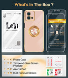 LeYi for Moto G Stylus 5G 2023 Case: with 2 Pack Tempered Glass Screen Protector and Rotatable Ring Holder Magnetic Kickstand, Plating Rose Gold Edge Case