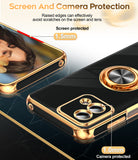LeYi for Moto G Stylus 5G 2023 Case: with 2 Pack Tempered Glass Screen Protector and Rotatable Ring Holder Magnetic Kickstand, Plating Rose Gold Edge Case
