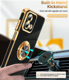 LeYi for Moto G Stylus 5G 2023 Case: with 2 Pack Tempered Glass Screen Protector and Rotatable Ring Holder Magnetic Kickstand, Plating Rose Gold Edge Case