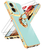 LeYi for Moto G Stylus 5G 2024 Case: with 2 Pack Tempered Glass Screen Protector and Rotatable Ring Holder Magnetic Kickstand, Plating Rose Gold Edge Case