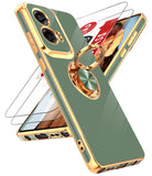 LeYi for Moto G Stylus 5G 2024 Case: with 2 Pack Tempered Glass Screen Protector and Rotatable Ring Holder Magnetic Kickstand, Plating Rose Gold Edge Case