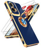 LeYi for Moto G Stylus 5G 2024 Case: with 2 Pack Tempered Glass Screen Protector and Rotatable Ring Holder Magnetic Kickstand, Plating Rose Gold Edge Case