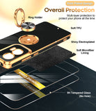 LeYi for Moto G Stylus 5G 2024 Case: with 2 Pack Tempered Glass Screen Protector and Rotatable Ring Holder Magnetic Kickstand, Plating Rose Gold Edge Case