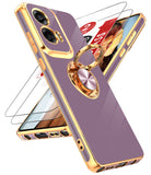 LeYi for Moto G Stylus 5G 2024 Case: with 2 Pack Tempered Glass Screen Protector and Rotatable Ring Holder Magnetic Kickstand, Plating Rose Gold Edge Case