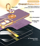 LeYi for Moto G Stylus 5G 2024 Case: with 2 Pack Tempered Glass Screen Protector and Rotatable Ring Holder Magnetic Kickstand, Plating Rose Gold Edge Case