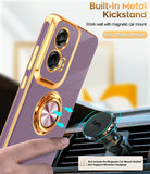 LeYi for Moto G Stylus 5G 2024 Case: with 2 Pack Tempered Glass Screen Protector and Rotatable Ring Holder Magnetic Kickstand, Plating Rose Gold Edge Case