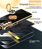 LeYi for Moto G Stylus 5G 2022 Case: with 2 Pack Tempered Glass Screen Protector and Rotatable Ring Holder Magnetic Kickstand, Plating Rose Gold Edge Case