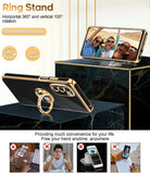 LeYi for Moto G Stylus 5G 2022 Case: with 2 Pack Tempered Glass Screen Protector and Rotatable Ring Holder Magnetic Kickstand, Plating Rose Gold Edge Case