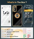 LeYi for Moto G Stylus 5G 2022 Case: with 2 Pack Tempered Glass Screen Protector and Rotatable Ring Holder Magnetic Kickstand, Plating Rose Gold Edge Case