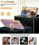 LeYi for Moto G Stylus 5G 2022 Case: with 2 Pack Tempered Glass Screen Protector and Rotatable Ring Holder Magnetic Kickstand, Plating Rose Gold Edge Case