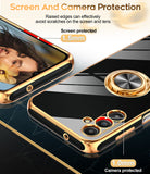 LeYi for Samsung Galaxy A14 5G Case: with 2 Pack Tempered Glass Screen Protector and Rotatable Ring Holder Magnetic Kickstand, Plating Rose Gold Edge Case