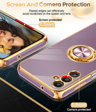 LeYi for Samsung Galaxy A14 5G Case: with 2 Pack Tempered Glass Screen Protector and Rotatable Ring Holder Magnetic Kickstand, Plating Rose Gold Edge Case